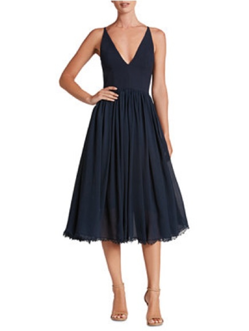 Dress the‎ Population Navy V-Neck Dress with Label Detail